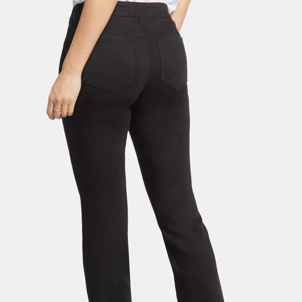 NYDJ Black Leggings/Pant Straight Rich Ponte Stretch Zip Close Back Pocket NWOT - Picture 2 of 6
